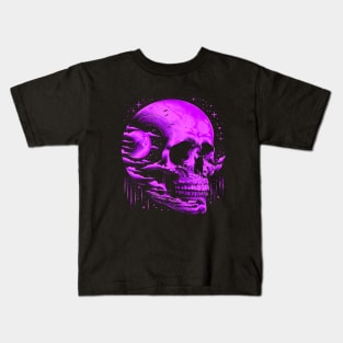 Aesthetic Skull | Moon Skull | Lunar Skull | Purple Skull Kids T-Shirt